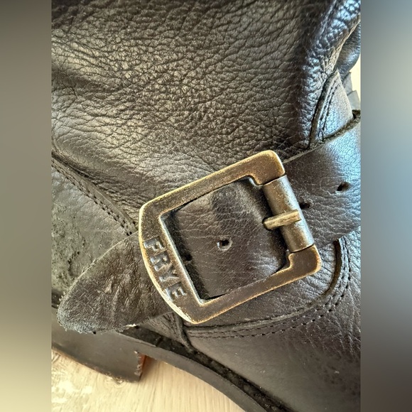 FRYE Veronica Short Harness Black Leather Moto Biker Boots Grunge Core Size 6.5 - Picture 6 of 14